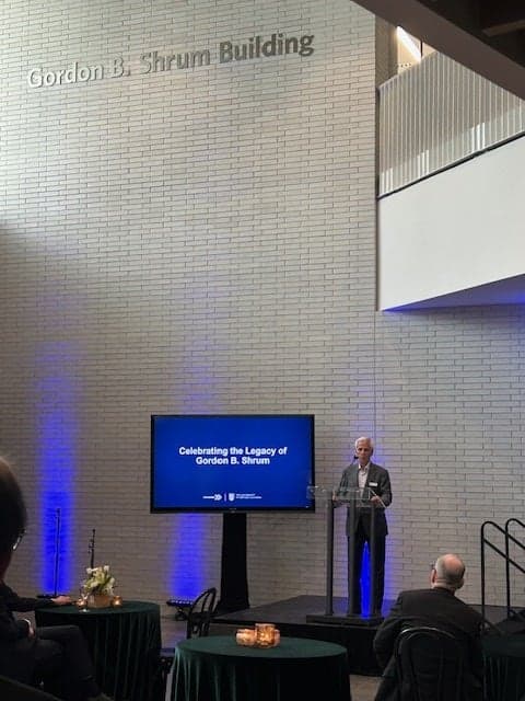 Alumnus Trevor Bell, advisor to Gordon’s Fund, delivering remarks about Gordon’s legacy