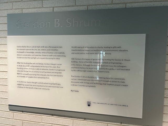 Gordon’s placard, written by alumni Trevor Bell and Winton Derby