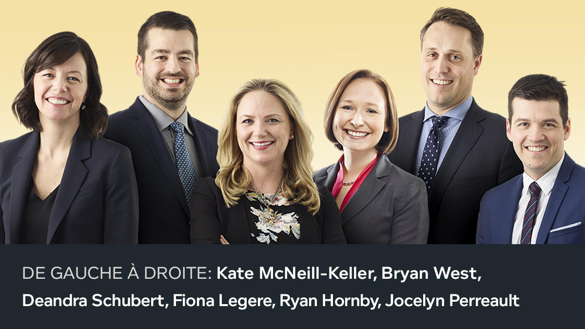 Deuxième photo des nouveaux associés 2018. De gauche à droite: Kate McNeill-Keller, Bryan West, Deandra Schubert, Fiona Legere, Ryan Hornby, Jocelyn Perreault